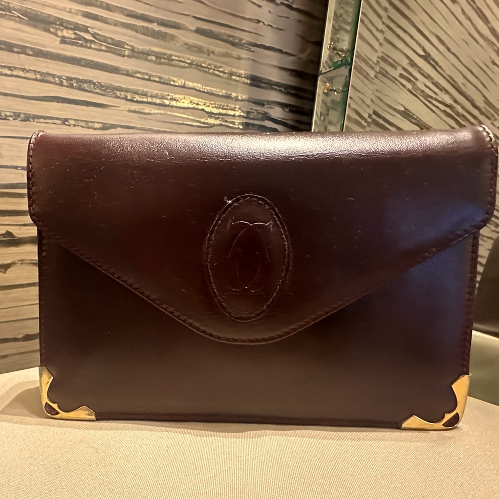 Vintage Cartier Bordeaux Leather Clutch